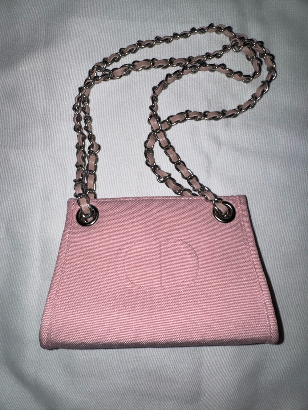 Dior Beauté Pink Mini Canvas Chain Bag Pouch Crossbody Cosmetic Bag - Picture 2 of 7